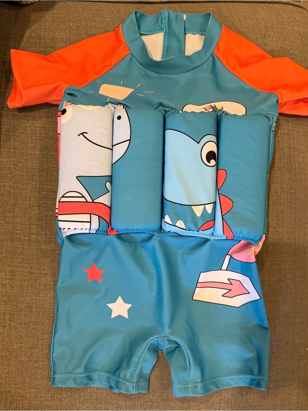 Kids Blue and Orange Swim Float Suit - Infant Puddle Jumper Style